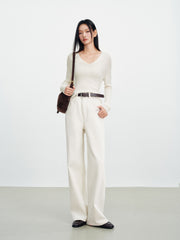 Women's Commuter Yak Down Warm White Wide-Leg Jeans