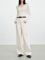 Women's Commuter Yak Down Warm White Wide-Leg Jeans