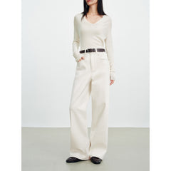 Women's Commuter Yak Down Warm White Wide-Leg Jeans