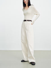 Women's Commuter Yak Down Warm White Wide-Leg Jeans