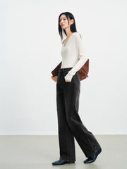 Women's Casual Denim High-Coverage Waistband Straight-Leg Pants