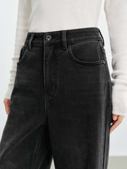 Women's Casual Denim High-Coverage Waistband Straight-Leg Pants