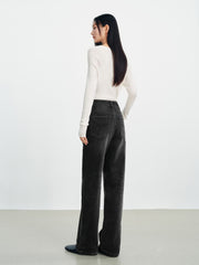 Women's Casual Denim High-Coverage Waistband Straight-Leg Pants