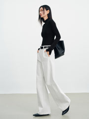 Women's Casual White Wide-Leg Curved-Leg Jeans
