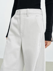 Women's Casual White Wide-Leg Curved-Leg Jeans