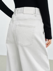 Women's Casual White Wide-Leg Curved-Leg Jeans