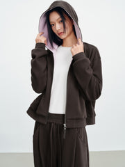 Women's Casual Relaxed Hooded Color-Block Knit Sweatshirt