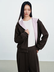 Women's Casual Relaxed Hooded Color-Block Knit Sweatshirt