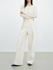 Women's Casual High-Rise Wide-Leg Plant-Dyed Jeans