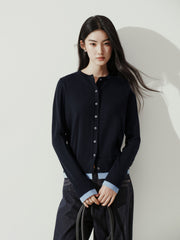 Women's Commuter Wool-Blend Faux Two-Piece Knit Cardigan