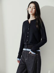Women's Commuter Wool-Blend Faux Two-Piece Knit Cardigan