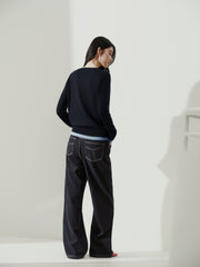 Women's Commuter Wool-Blend Faux Two-Piece Knit Cardigan