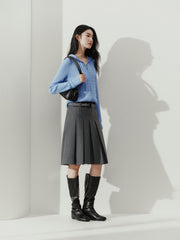 Women's Commuter Soft-Touch Midi Pleated High-Waist Skirt