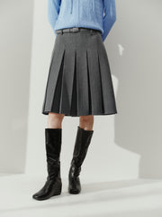Women's Commuter Soft-Touch Midi Pleated High-Waist Skirt