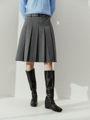 Women's Commuter Soft-Touch Midi Pleated High-Waist Skirt