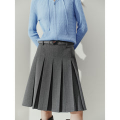Women's Commuter Soft-Touch Midi Pleated High-Waist Skirt