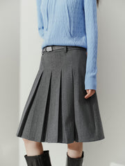 Women's Commuter Soft-Touch Midi Pleated High-Waist Skirt