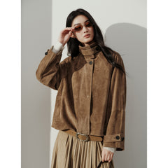 Women's Vintage Structured Suede Leather Jacket