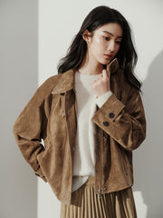 Women's Vintage Structured Suede Leather Jacket