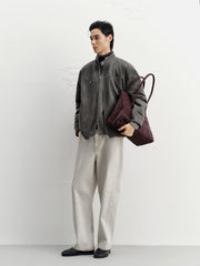 Men's Harrington Faux Suede Stand-Collar Padded Jacket