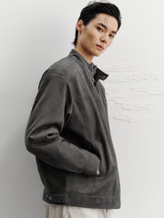 Men's Harrington Faux Suede Stand-Collar Padded Jacket