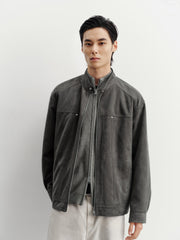 Men's Harrington Faux Suede Stand-Collar Padded Jacket