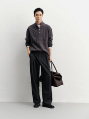 Men's Commuter Button Half-Placket Geometric Knit Top