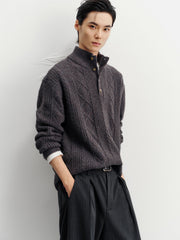 Men's Commuter Button Half-Placket Geometric Knit Top