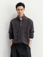 Men's Commuter Button Half-Placket Geometric Knit Top