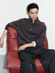 Men's Commuter Button Half-Placket Geometric Knit Top