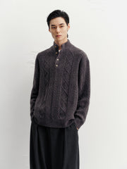 Men's Commuter Button Half-Placket Geometric Knit Top