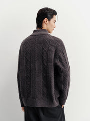 Men's Commuter Button Half-Placket Geometric Knit Top