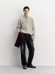 Men's Commuter Button Half-Placket Geometric Knit Top