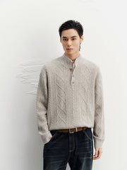 Men's Commuter Button Half-Placket Geometric Knit Top