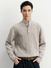 Men's Commuter Button Half-Placket Geometric Knit Top