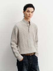 Men's Commuter Button Half-Placket Geometric Knit Top