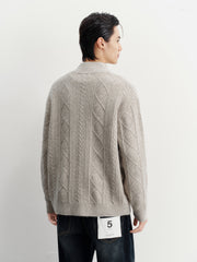 Men's Commuter Button Half-Placket Geometric Knit Top