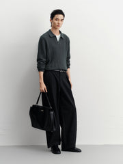 Men's Commuter Solid Ribbed-Texture Knit Top