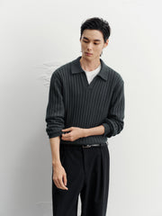 Men's Commuter Solid Ribbed-Texture Knit Top