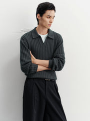 Men's Commuter Solid Ribbed-Texture Knit Top