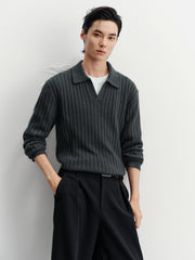 Men's Commuter Solid Ribbed-Texture Knit Top