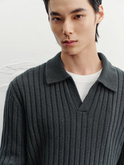 Men's Commuter Solid Ribbed-Texture Knit Top
