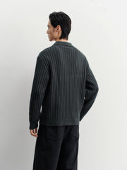 Men's Commuter Solid Ribbed-Texture Knit Top