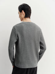 Men's Casual Solid Henley Cable-Knit Sweater