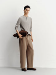 Men's Casual Solid Henley Cable-Knit Sweater