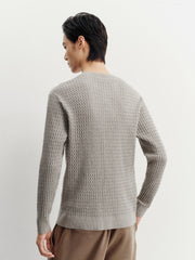 Men's Casual Solid Henley Cable-Knit Sweater