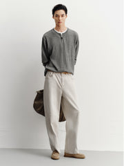 Men's Casual Faux-Layer Cable-Knit Sweater