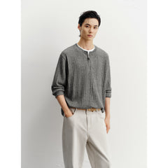Men's Casual Faux-Layer Cable-Knit Sweater