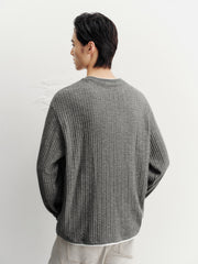 Men's Casual Faux-Layer Cable-Knit Sweater