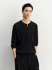 Men's Casual Grey Faux-Layer Cable-Knit Sweater